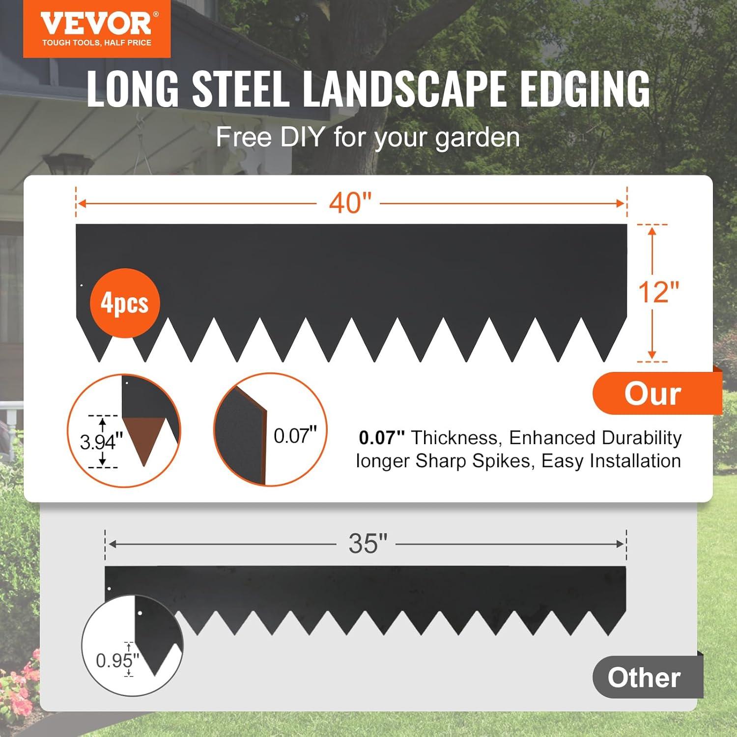 image:imageVEVOR Steel Landscape Edging 6 Packs 40 x 8 in RustResistant Metal Landscape Edging Bendable Garden Edging Border Heavy Duty Lawn Edging EasytoInstall Flower Bed Yard Pathway Divider Black40 L x 12 H 4 Pack