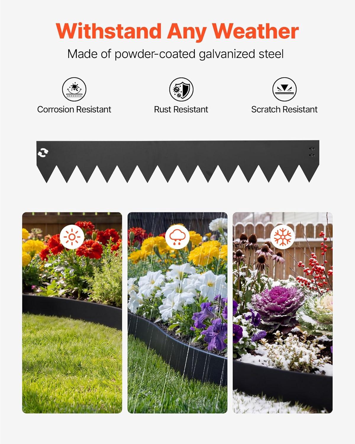 image:imageVEVOR Steel Landscape Edging 6 Packs 40 x 8 in RustResistant Metal Landscape Edging Bendable Garden Edging Border Heavy Duty Lawn Edging EasytoInstall Flower Bed Yard Pathway Divider Black40 L x 6 H 6 Pack