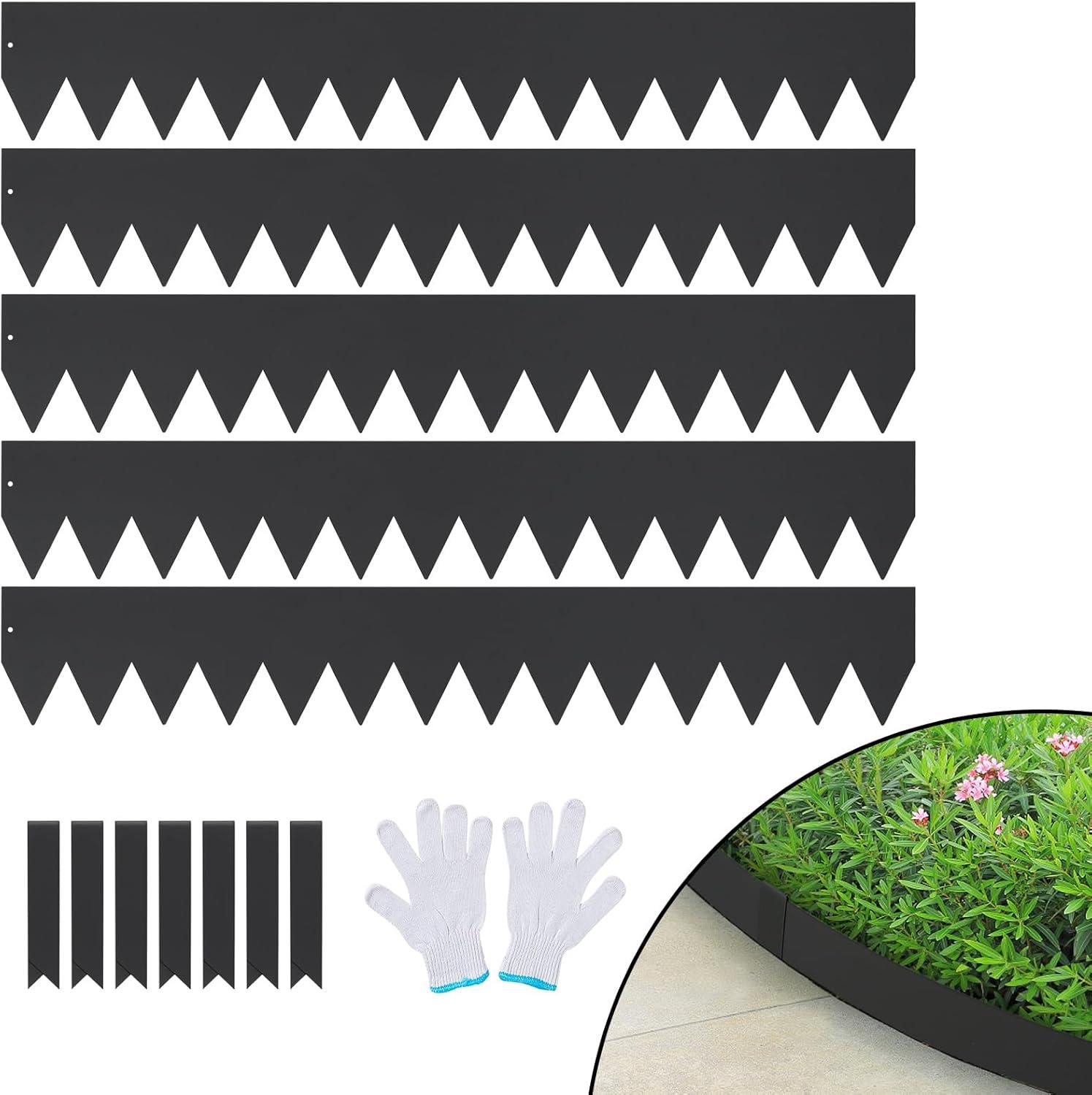 image:imageVEVOR Steel Landscape Edging 6 Packs 40 x 8 in RustResistant Metal Landscape Edging Bendable Garden Edging Border Heavy Duty Lawn Edging EasytoInstall Flower Bed Yard Pathway Divider Black40 L x 6 H 6 Pack