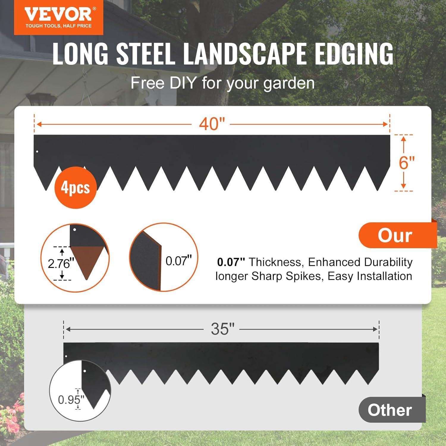 image:imageVEVOR Steel Landscape Edging 6 Packs 40 x 8 in RustResistant Metal Landscape Edging Bendable Garden Edging Border Heavy Duty Lawn Edging EasytoInstall Flower Bed Yard Pathway Divider Black40 L x 6 H 4 Pack