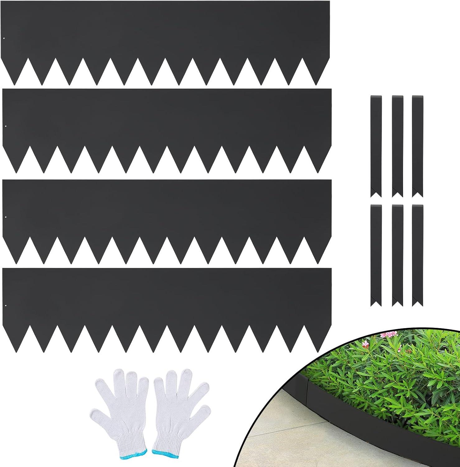 image:imageVEVOR Steel Landscape Edging 6 Packs 40 x 8 in RustResistant Metal Landscape Edging Bendable Garden Edging Border Heavy Duty Lawn Edging EasytoInstall Flower Bed Yard Pathway Divider Black40 L x 12 H 4 Pack