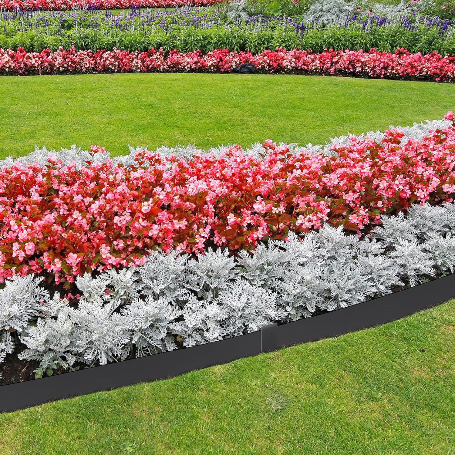 image:imageVEVOR Steel Landscape Edging 6 Packs 40 x 8 in RustResistant Metal Landscape Edging Bendable Garden Edging Border Heavy Duty Lawn Edging EasytoInstall Flower Bed Yard Pathway Divider Black40 L x 8 H 3 Pack