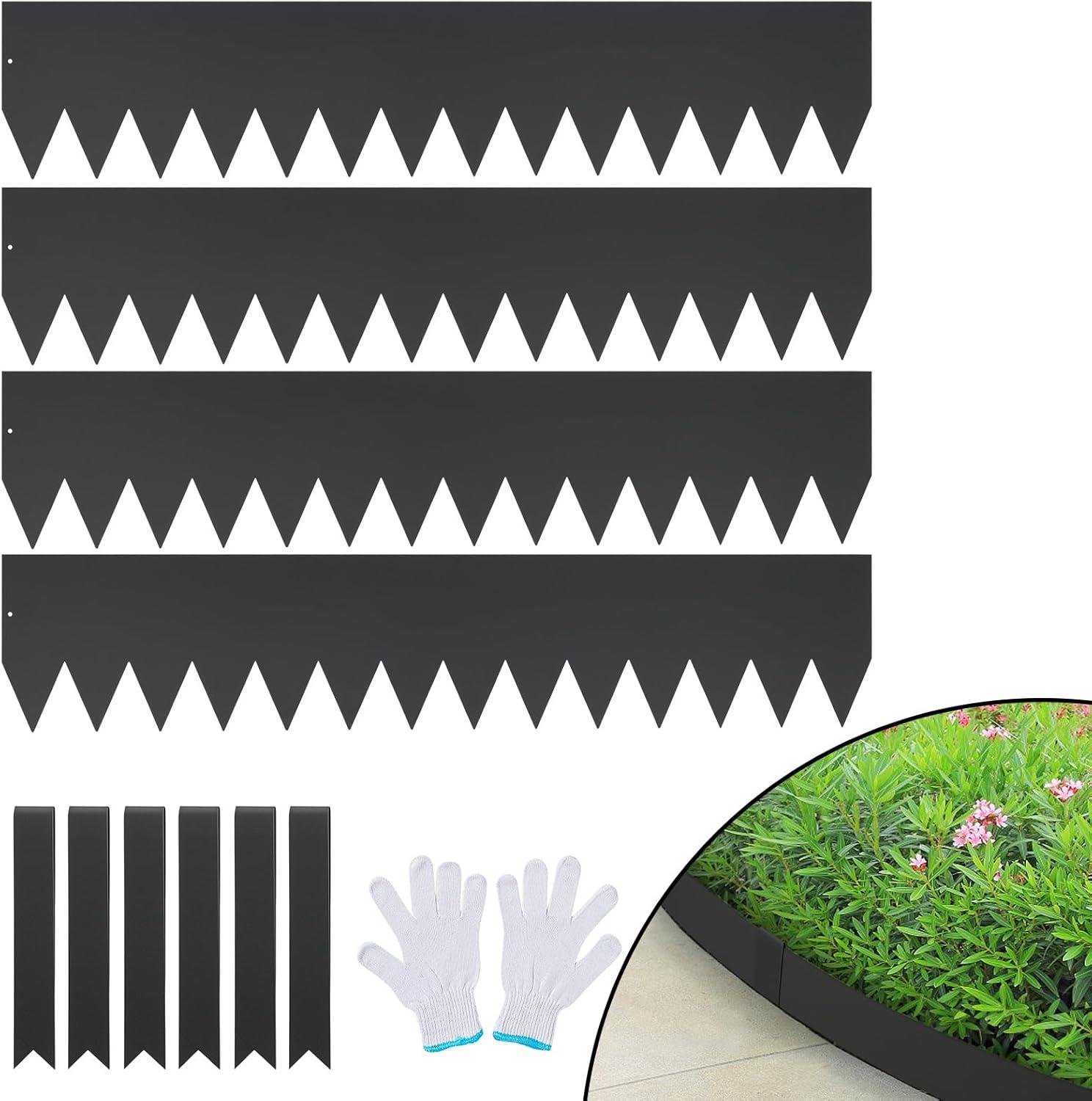 image:imageVEVOR Steel Landscape Edging 6 Packs 40 x 8 in RustResistant Metal Landscape Edging Bendable Garden Edging Border Heavy Duty Lawn Edging EasytoInstall Flower Bed Yard Pathway Divider Black40 L x 8 H 4 Pack