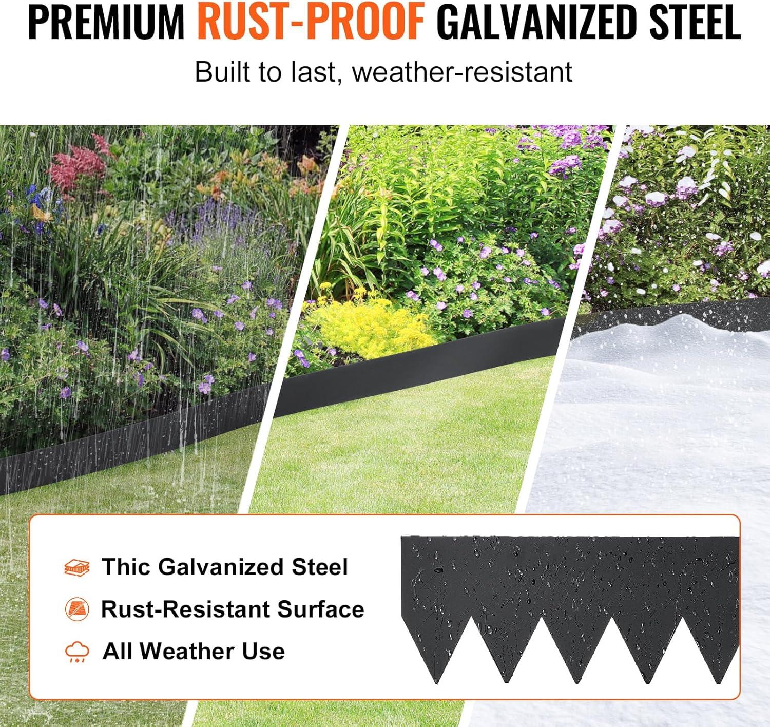 image:imageVEVOR Steel Landscape Edging 6 Packs 40 x 8 in RustResistant Metal Landscape Edging Bendable Garden Edging Border Heavy Duty Lawn Edging EasytoInstall Flower Bed Yard Pathway Divider Black40 L x 8 H 3 Pack
