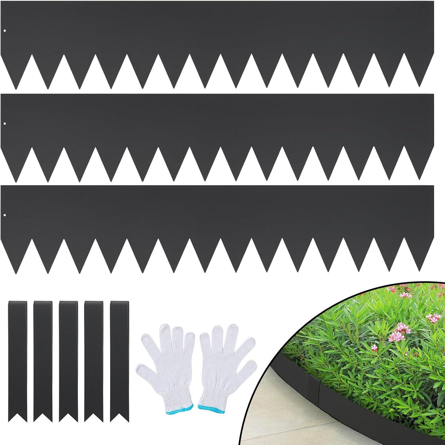 image:imageVEVOR Steel Landscape Edging 6 Packs 40 x 8 in RustResistant Metal Landscape Edging Bendable Garden Edging Border Heavy Duty Lawn Edging EasytoInstall Flower Bed Yard Pathway Divider Black40 L x 8 H 3 Pack