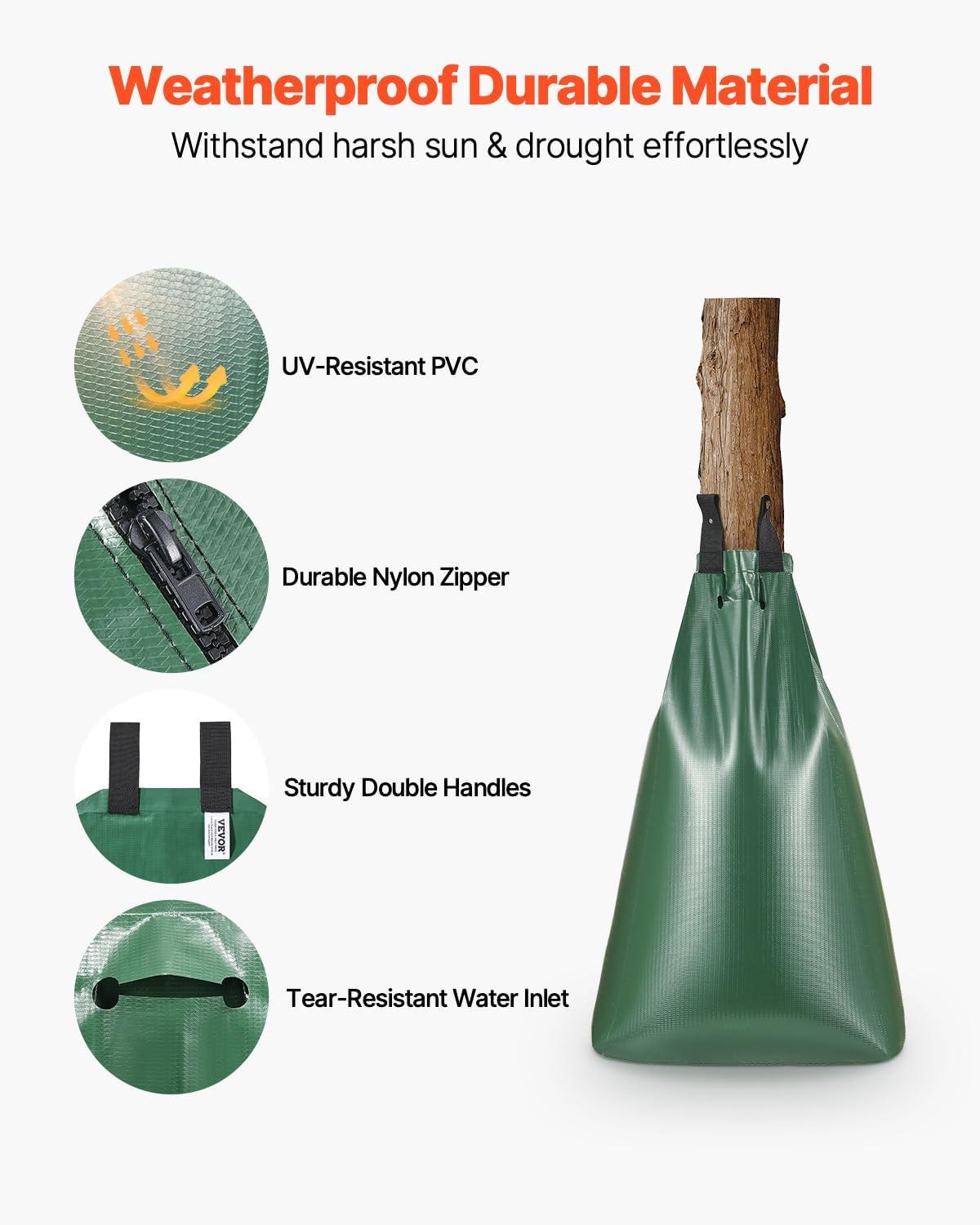 image:imageVEVOR Tree Watering Bag 25 Packs 20 Gallons Watering Bags for New Trees 59 Hours Slow Release Refillable Tree Drip Irrigation Bags with Zipper Durable Tree Watering System for Deep Root Targeting25Pcs 20Gal