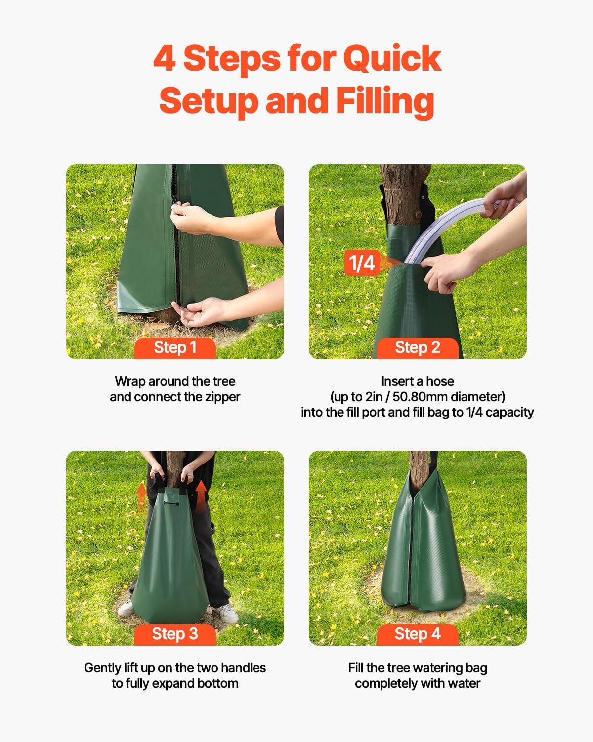 image:imageVEVOR Tree Watering Bag 25 Packs 20 Gallons Watering Bags for New Trees 59 Hours Slow Release Refillable Tree Drip Irrigation Bags with Zipper Durable Tree Watering System for Deep Root Targeting25Pcs 20Gal