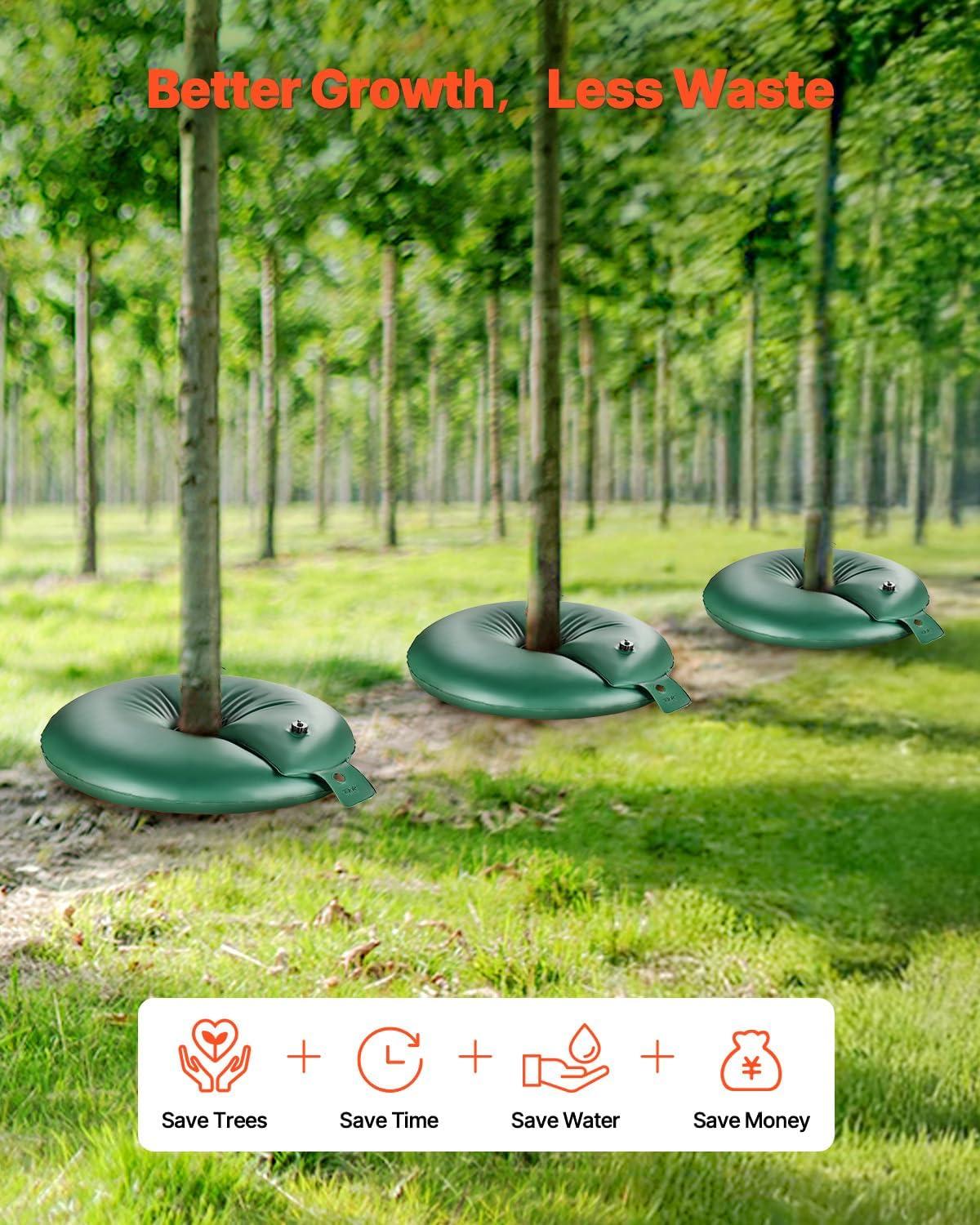 image:imageVEVOR Tree Watering Bag 25 Packs 20 Gallons Watering Bags for New Trees 59 Hours Slow Release Refillable Tree Drip Irrigation Bags with Zipper Durable Tree Watering System for Deep Root Targeting4Pcs 20Gal Ring