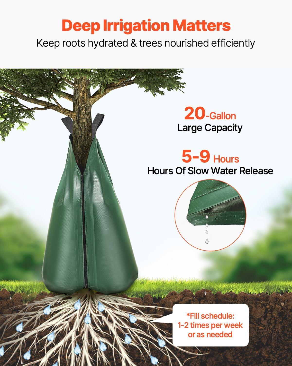 image:imageVEVOR Tree Watering Bag 25 Packs 20 Gallons Watering Bags for New Trees 59 Hours Slow Release Refillable Tree Drip Irrigation Bags with Zipper Durable Tree Watering System for Deep Root Targeting25Pcs 20Gal