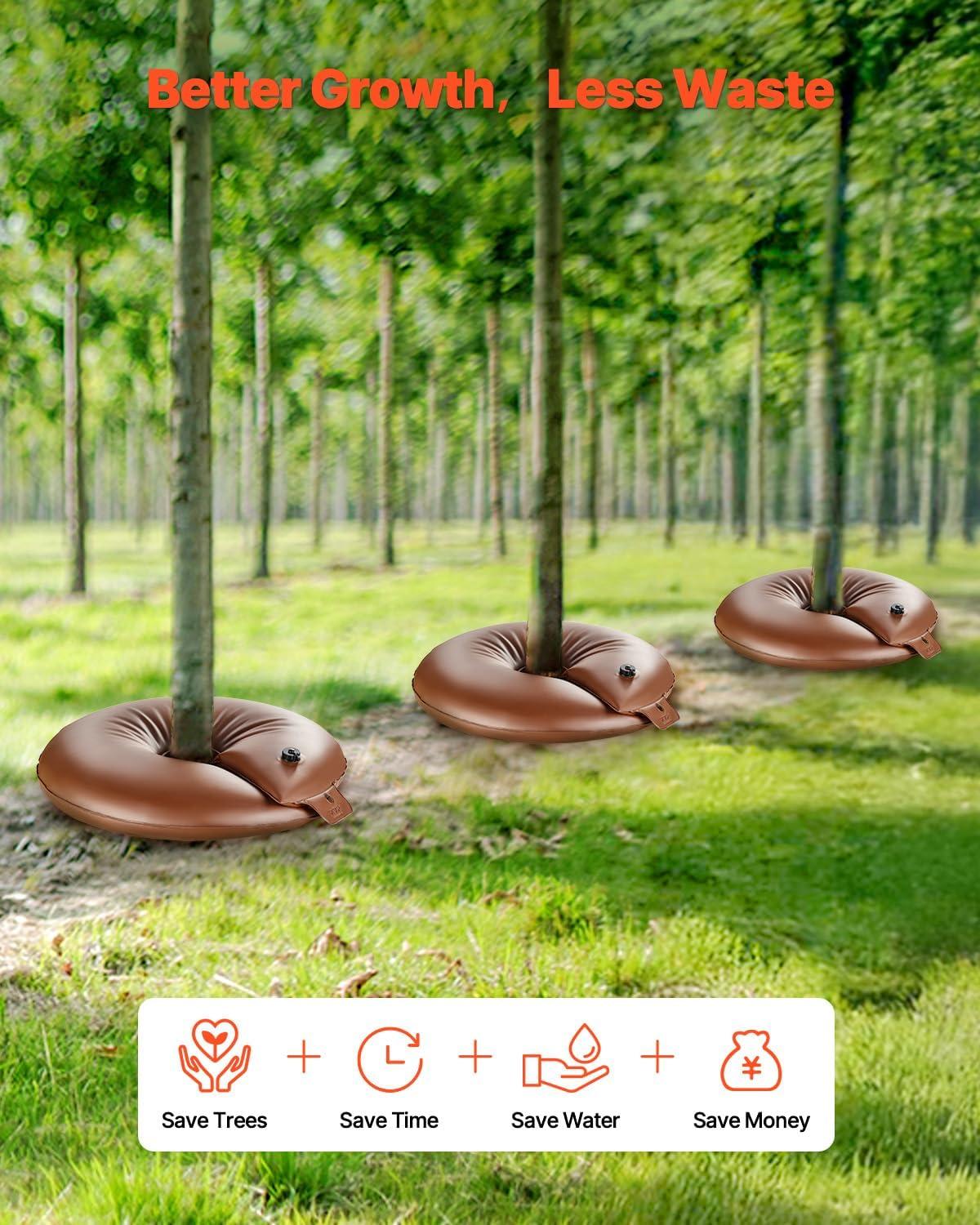image:imageVEVOR Tree Watering Bag 25 Packs 20 Gallons Watering Bags for New Trees 59 Hours Slow Release Refillable Tree Drip Irrigation Bags with Zipper Durable Tree Watering System for Deep Root Targeting4Pcs 16Gal Ring