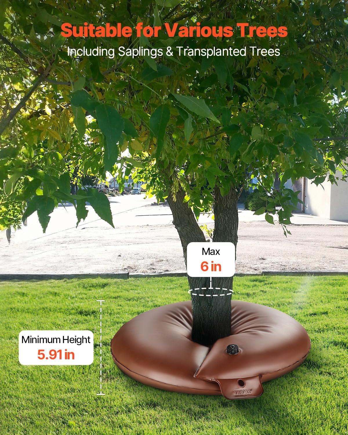 image:imageVEVOR Tree Watering Bag 25 Packs 20 Gallons Watering Bags for New Trees 59 Hours Slow Release Refillable Tree Drip Irrigation Bags with Zipper Durable Tree Watering System for Deep Root Targeting4Pcs 16Gal Ring