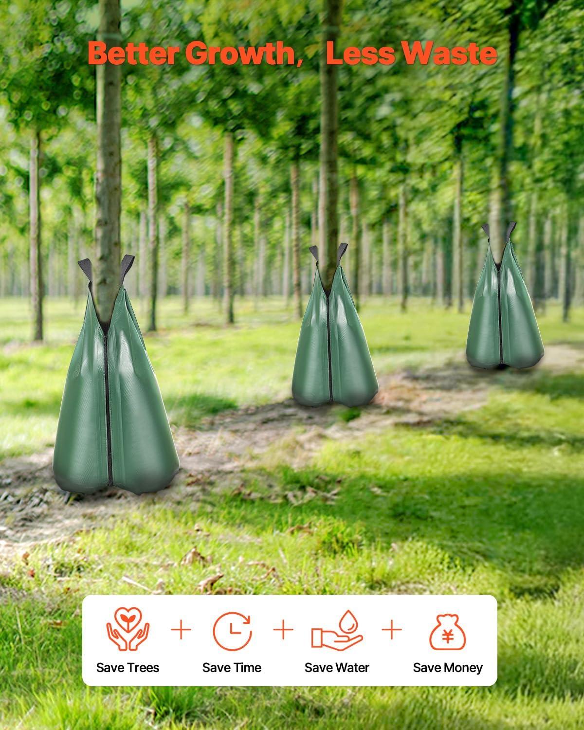 image:imageVEVOR Tree Watering Bag 25 Packs 20 Gallons Watering Bags for New Trees 59 Hours Slow Release Refillable Tree Drip Irrigation Bags with Zipper Durable Tree Watering System for Deep Root Targeting25Pcs 20Gal