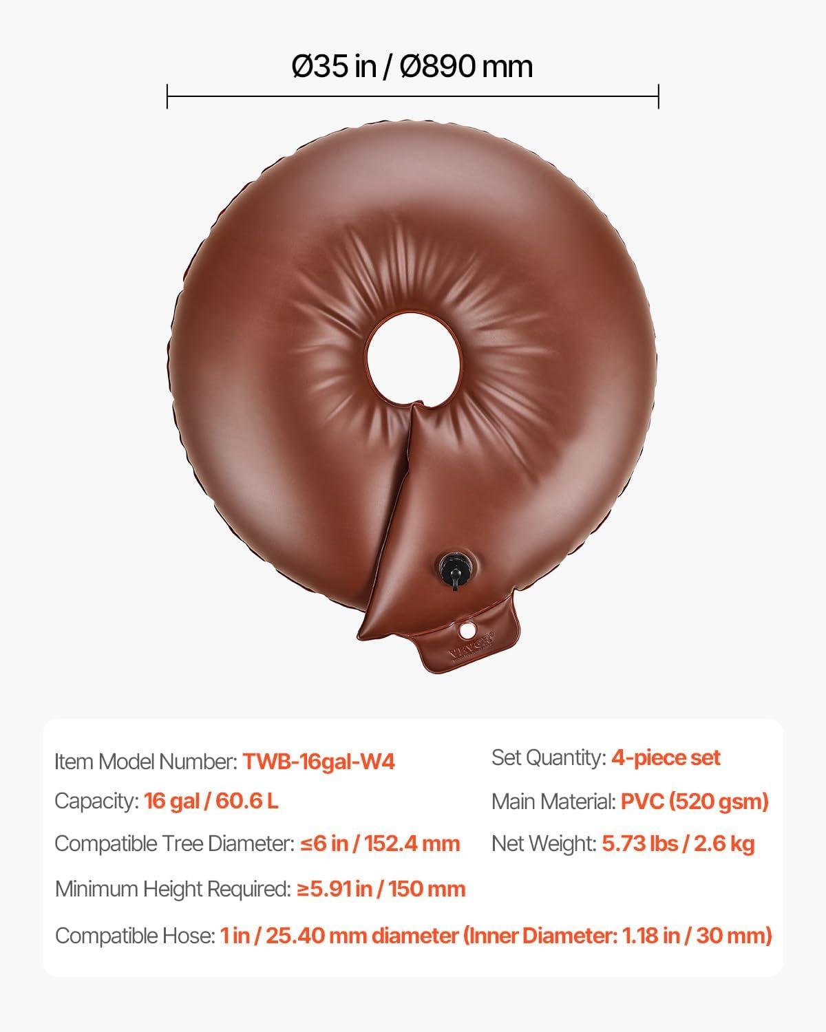 image:imageVEVOR Tree Watering Bag 25 Packs 20 Gallons Watering Bags for New Trees 59 Hours Slow Release Refillable Tree Drip Irrigation Bags with Zipper Durable Tree Watering System for Deep Root Targeting4Pcs 16Gal Ring