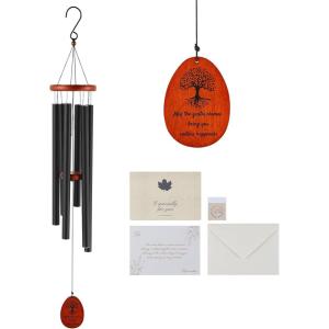 VEVOR 45″ Memorial Wind Chimes for Outside – Professional Deep Tone Gift for Mother’s Day, Father’s Day, Birthdays, D Key Tuned Outdoor Chimes with Bronze Finish, Sympathy Gift for Loss of Loved One(Black)