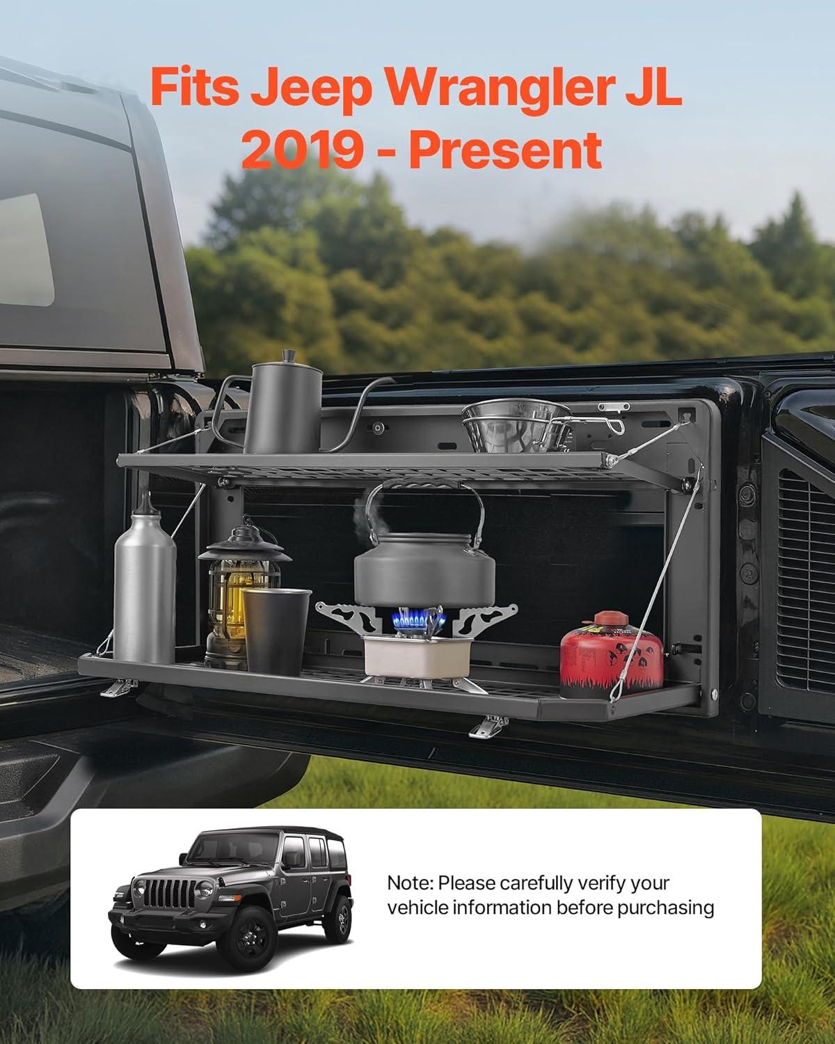 image:imageVEVOR Tailgate Table for 20212026 Ford Bronco 4 Door Hardtops Exclude Bronco Sport Foldable Molle Panel Drop Down Table Rear Door Cargo Storage Rack Shelf Luggage Holder CarrierJeep JL20072024