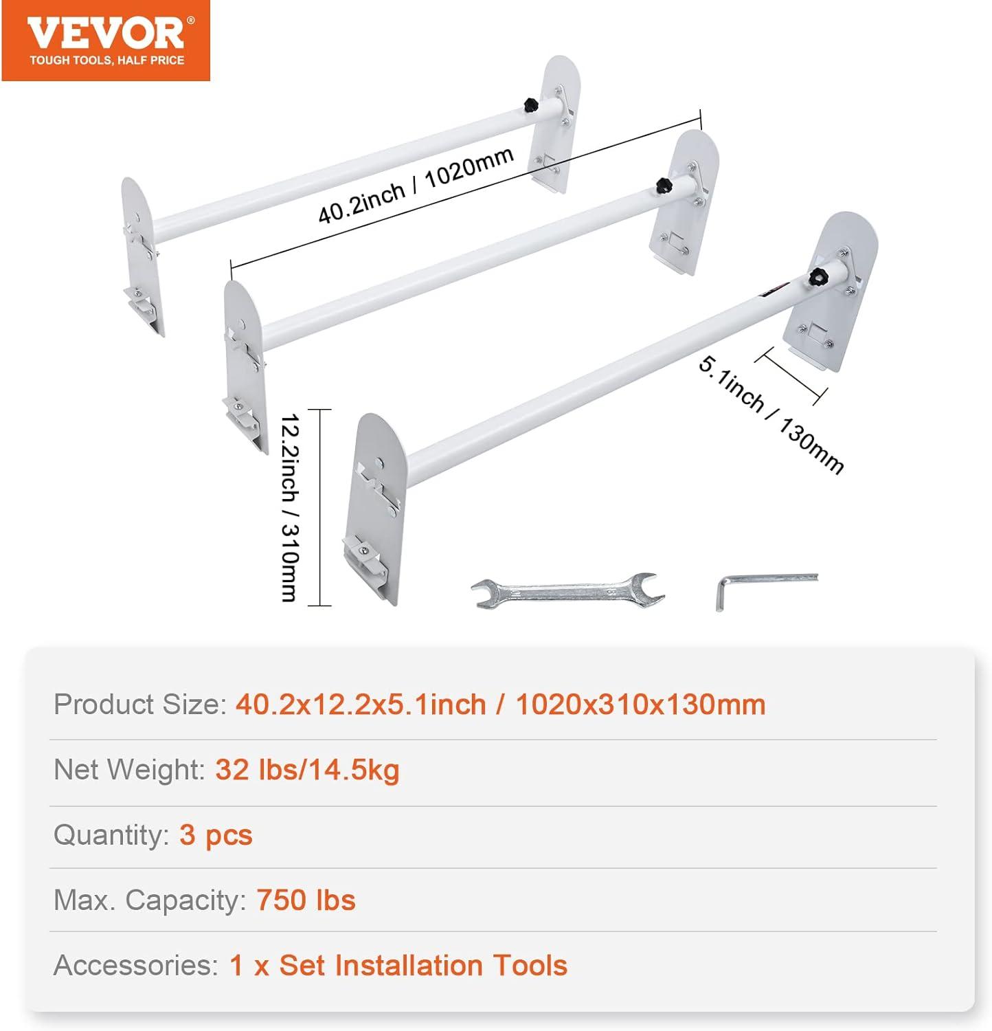 image:imageVEVOR Van Ladder Racks 472787 in Adjustable 500 lbs Capacity Alloy Steel Compatible with FullSize Vans 2 Pcs Whitefor Fullsize Vans