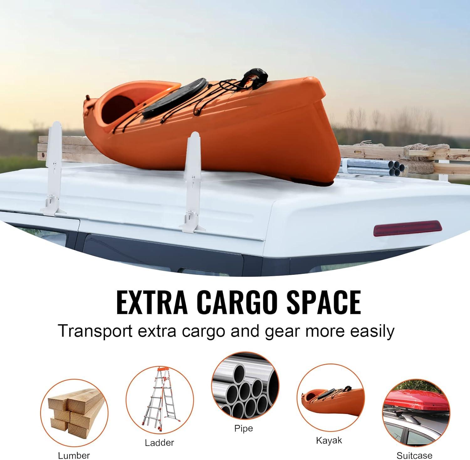 image:imageVEVOR Van Ladder Racks 472787 in Adjustable 500 lbs Capacity Alloy Steel Compatible with FullSize Vans 2 Pcs Whitefor MidLarge Size Vans