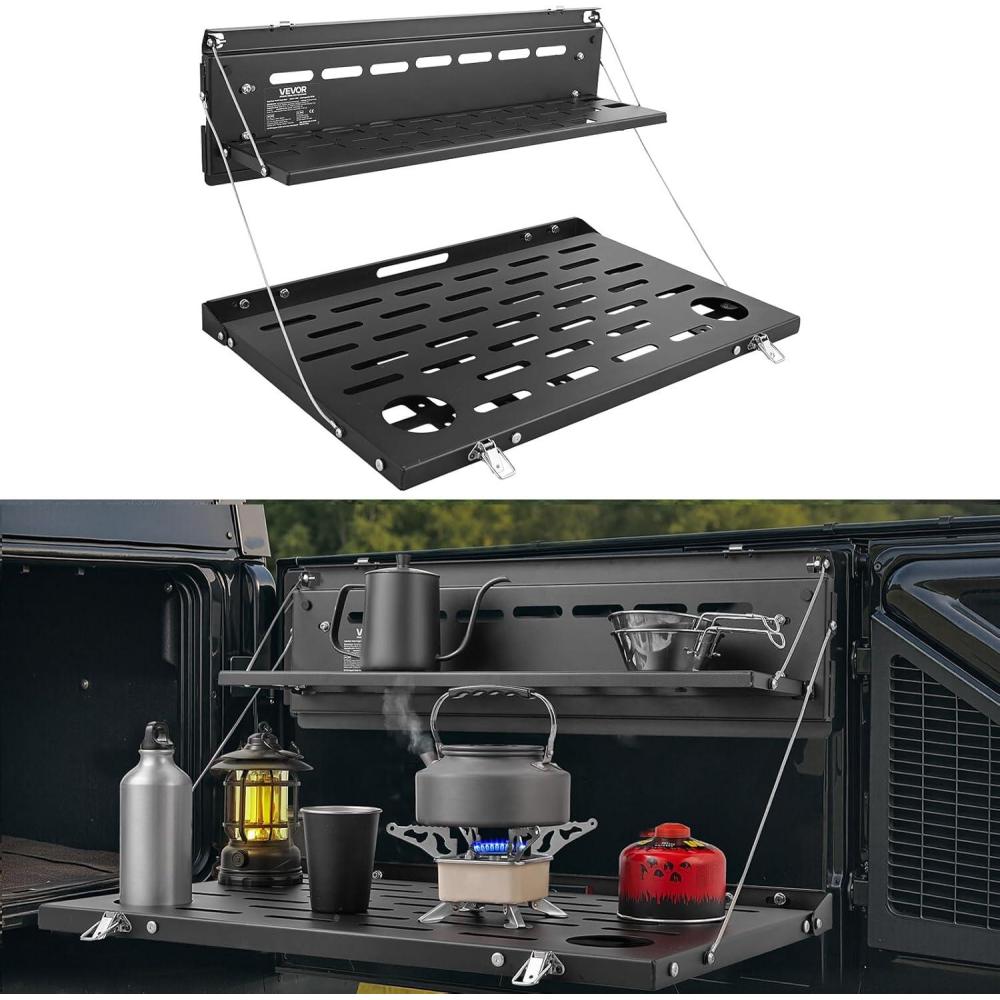 image:imageVEVOR Tailgate Table for 20212026 Ford Bronco 4 Door Hardtops Exclude Bronco Sport Foldable Molle Panel Drop Down Table Rear Door Cargo Storage Rack Shelf Luggage Holder CarrierFord Bronco20212025