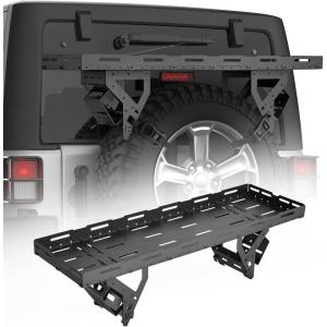 VEVOR Spare Tire Cargo Basket, for 30-40 Inch Tires, Fit for 1976-2024 Jeep Wrangler JK JL TJ YJ CJ, 80 lbs Load Capacity, Utility Cargo Basket Rack Storage Tray Replacement, No-Drill Installation