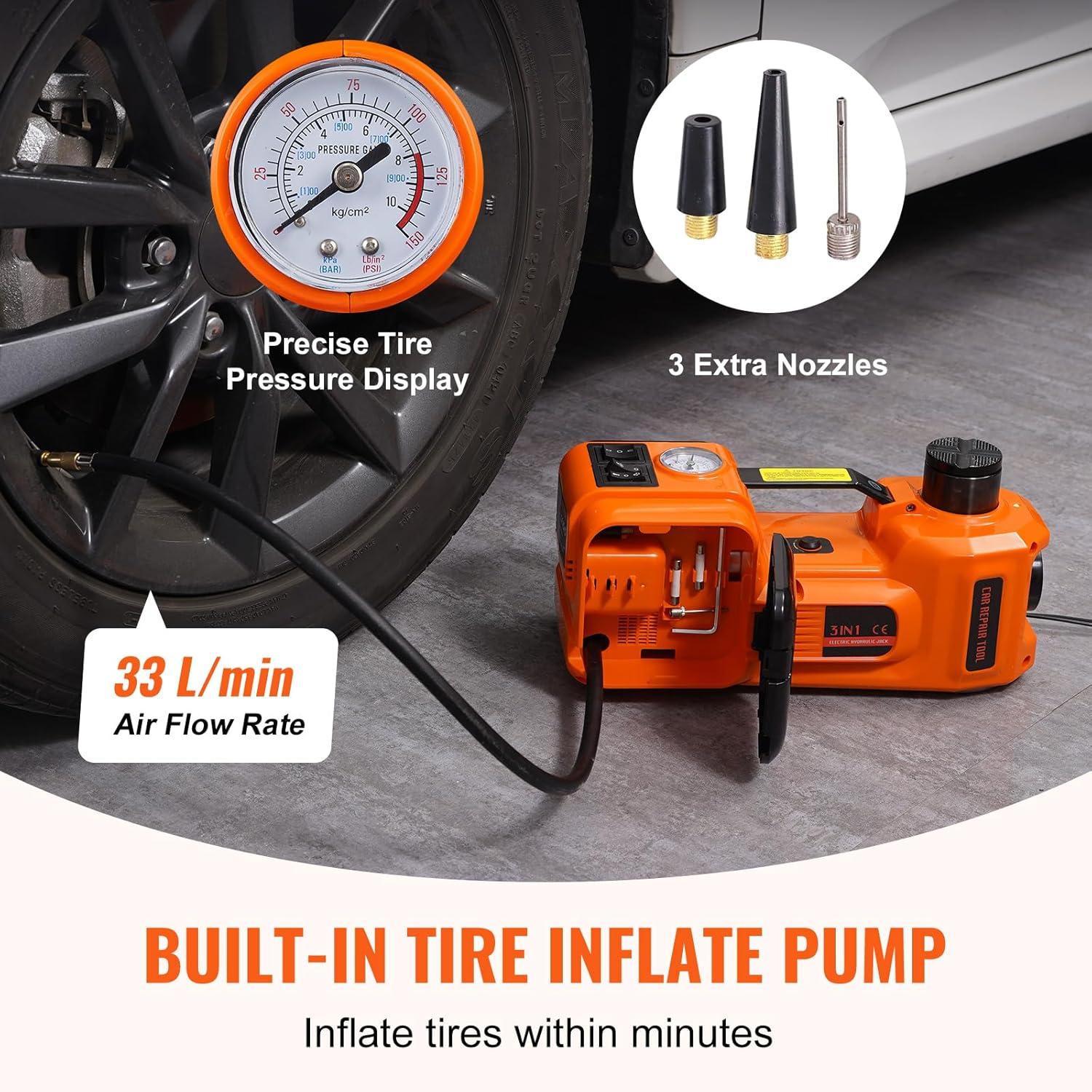 image:imageVEVOR Electric Car Jack Wireless 5 Tons Cordless Remote Control Hydraulic Electric Jack LED Light Hydraulic Repair Tool 135360mm Lifting Range for SUV MPV Sedan Truck Repair5T with Wrench