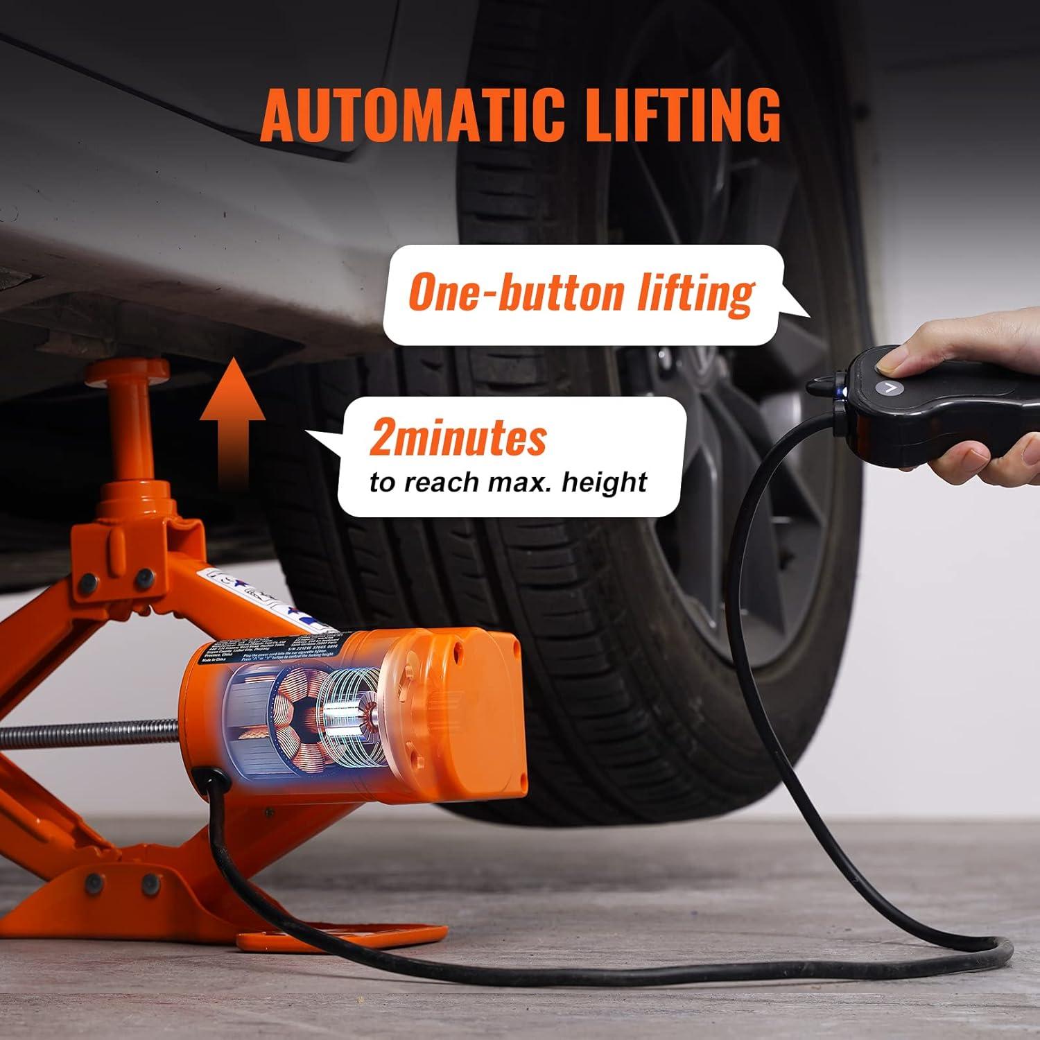 image:imageVEVOR Electric Car Jack Wireless 5 Tons Cordless Remote Control Hydraulic Electric Jack LED Light Hydraulic Repair Tool 135360mm Lifting Range for SUV MPV Sedan Truck Repair3T with Wrench
