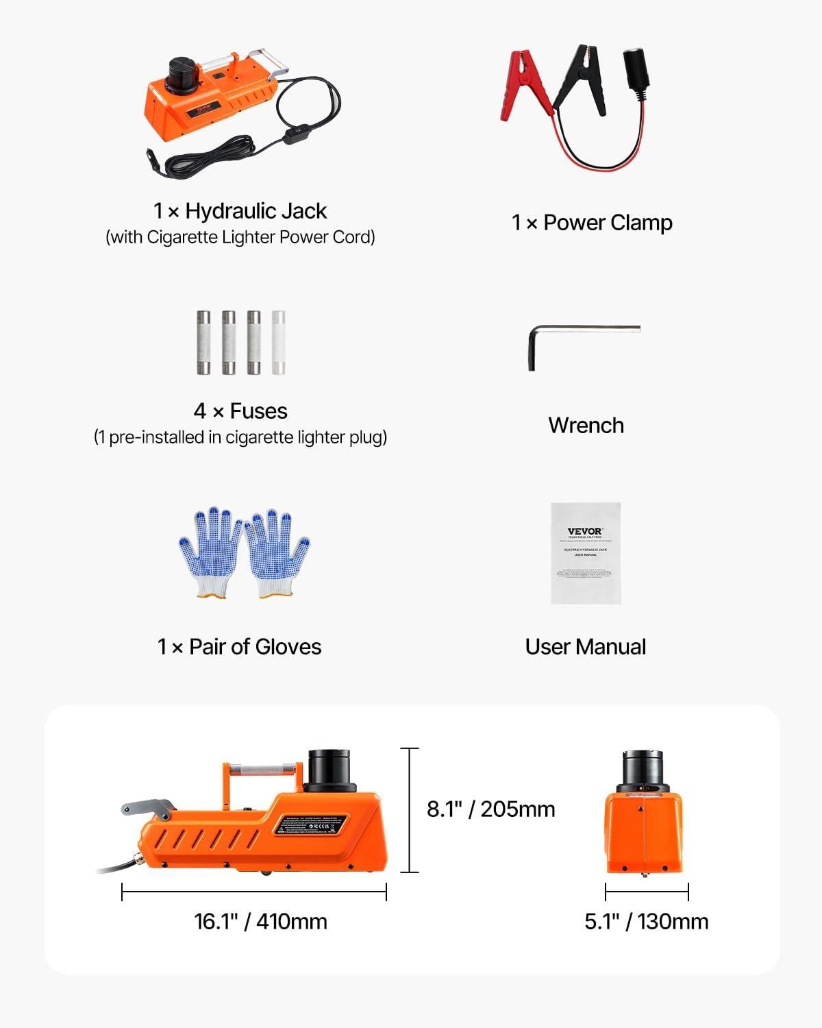 image:imageVEVOR Electric Car Jack Wireless 5 Tons Cordless Remote Control Hydraulic Electric Jack LED Light Hydraulic Repair Tool 135360mm Lifting Range for SUV MPV Sedan Truck Repair15T