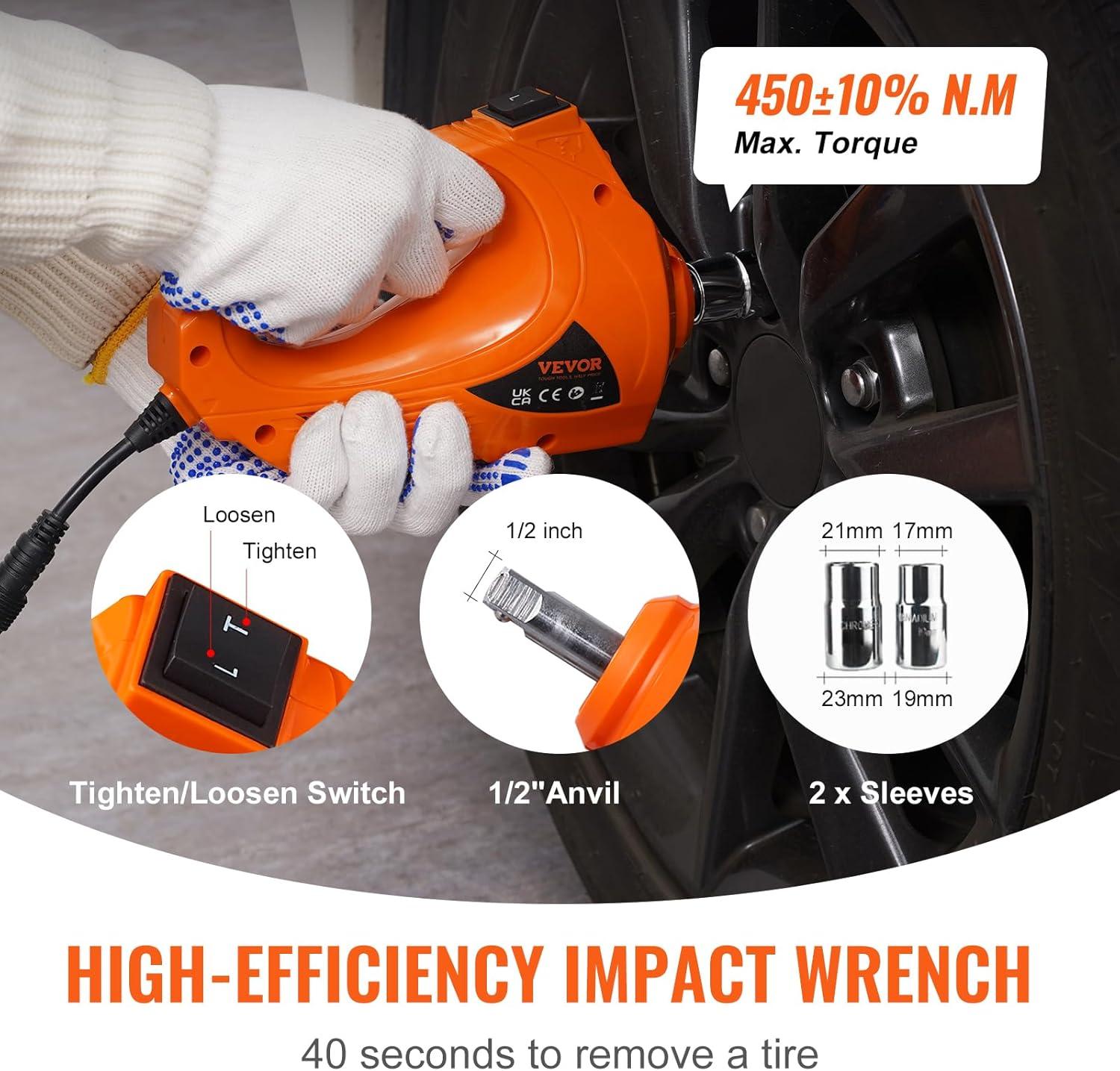 image:imageVEVOR Electric Car Jack Wireless 5 Tons Cordless Remote Control Hydraulic Electric Jack LED Light Hydraulic Repair Tool 135360mm Lifting Range for SUV MPV Sedan Truck Repair5T with Wrench