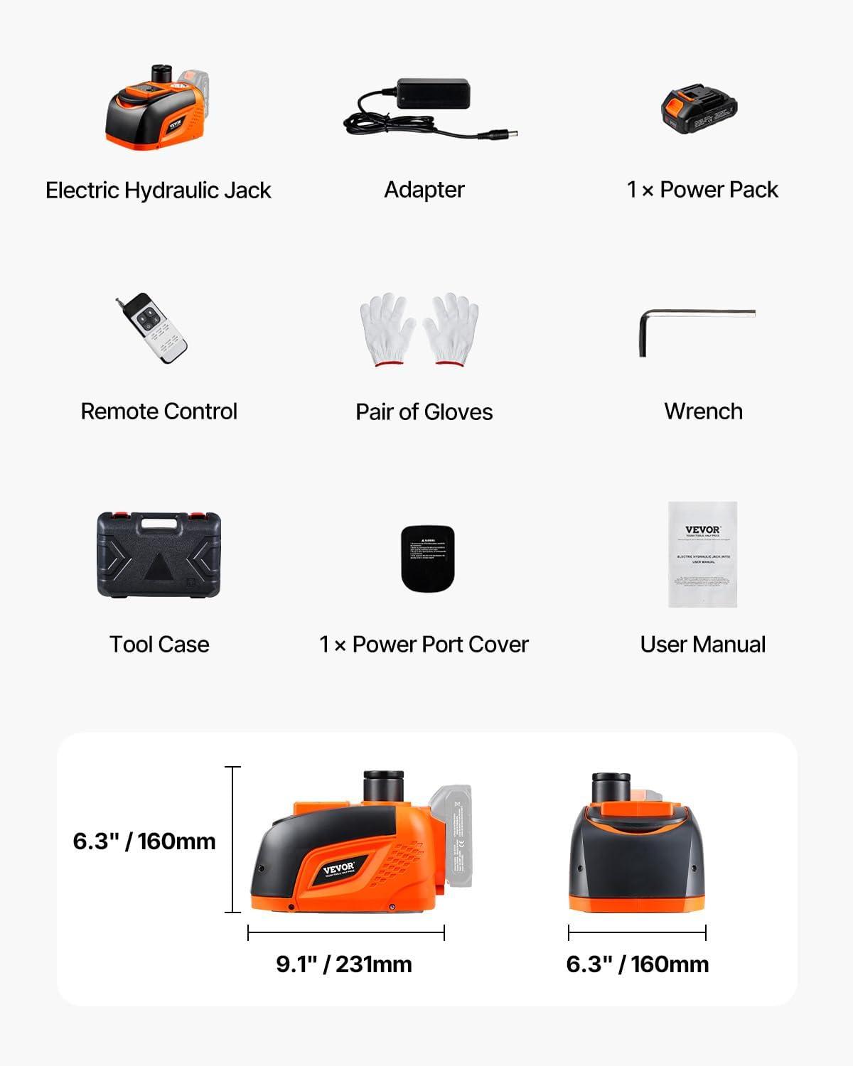 image:imageVEVOR Electric Car Jack Wireless 5 Tons Cordless Remote Control Hydraulic Electric Jack LED Light Hydraulic Repair Tool 135360mm Lifting Range for SUV MPV Sedan Truck Repair5T cordless remote