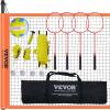 VEVOR Volleyball and Badminton Set, Outdoor Portable Badminton Net, Adjustable Height Steel Poles, Professional Combo Set with PVC Volleyball, Pump, Carrying Bag, Easy Setup for Backyard Beach Lawn