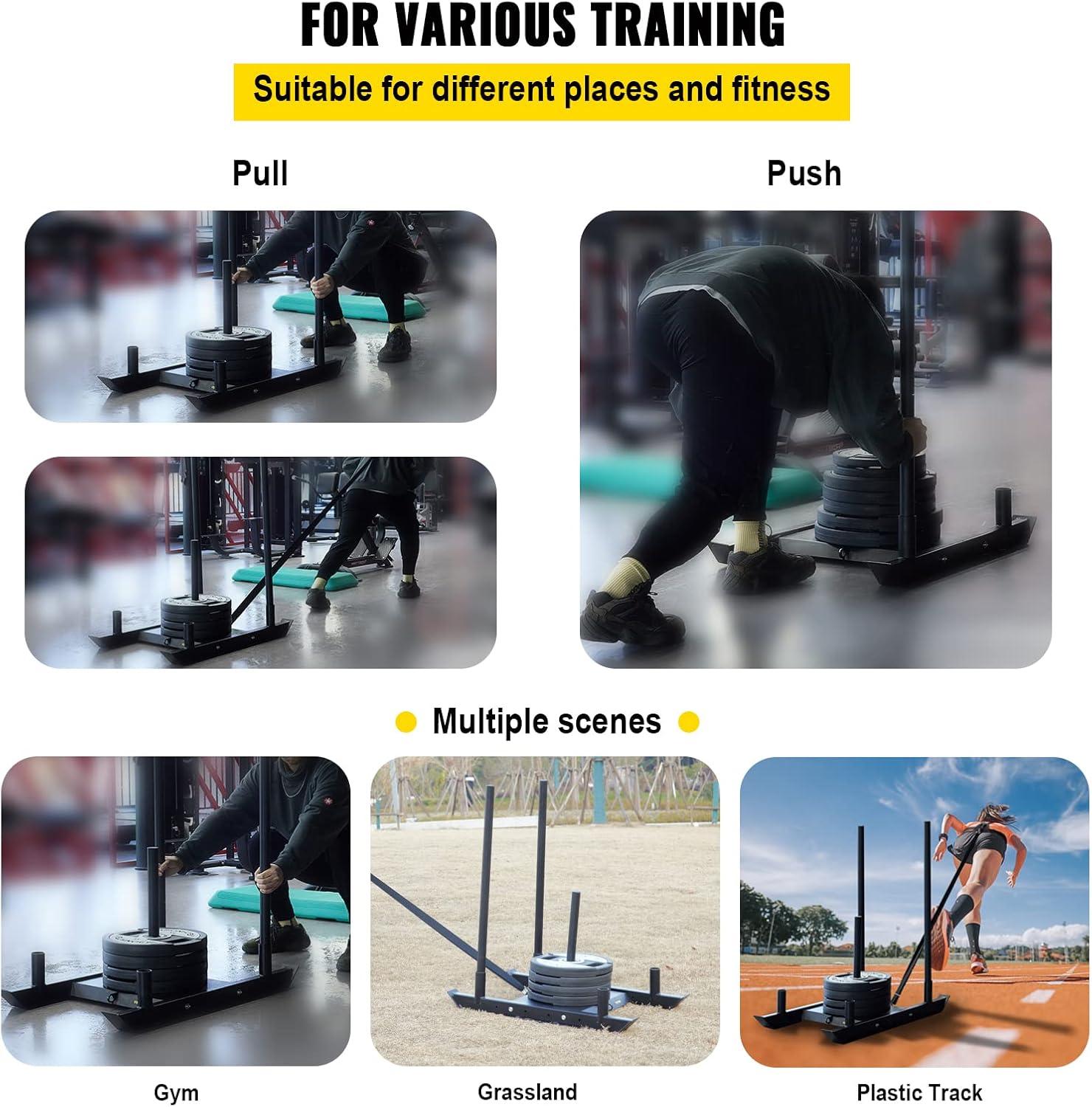 image:imageVEVOR Weight Training Pull Sled Fitness Strength Speed Training Sled Steel Power Sled Workout Equipment for Athletic Exercise and Speed ImprovementB500