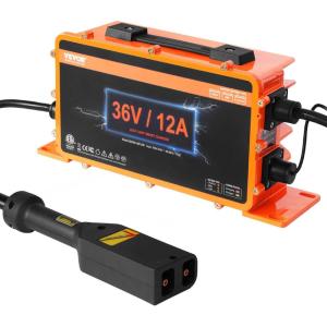 VEVOR 36 Volt Golf Cart Battery Charger, 12 AMP, Smart Battery Charger with D-Style Plug, Compatible with Lead-Acid AGM/Gel/EFB MF NMC LiFePO4 Batteries for EZGO TXT, IP67 Waterproof ETL Certified(36V 12A For D-Style Plug)