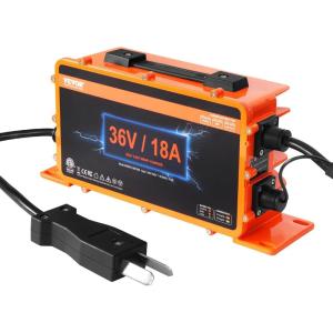 VEVOR 36 Volt Golf Cart Battery Charger, 12 AMP, Smart Battery Charger with D-Style Plug, Compatible with Lead-Acid AGM/Gel/EFB MF NMC LiFePO4 Batteries for EZGO TXT, IP67 Waterproof ETL Certified(36V 18A For Crowfoot Plug)