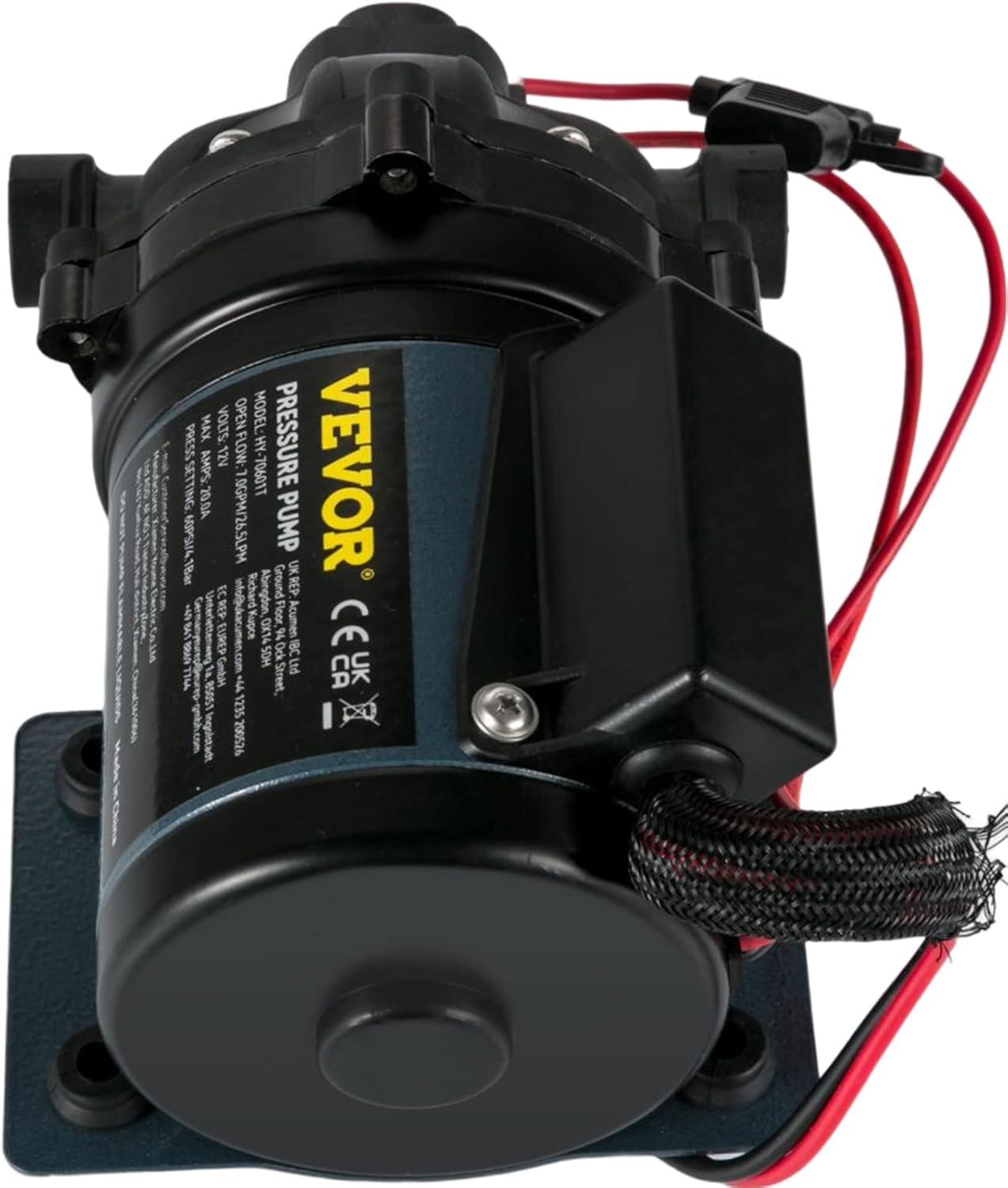 image:imageVEVOR 12V Diaphragm Pump 3 GPM 1136 Lmin 3Chamber 12 Volt DC Water Pump with Automatic Pressure Switch 40100 PSI Adjustable 50 PSI 12 MNPT Port for RV Yacht Food Truck Camper Marine12V 7GPM 60PSI