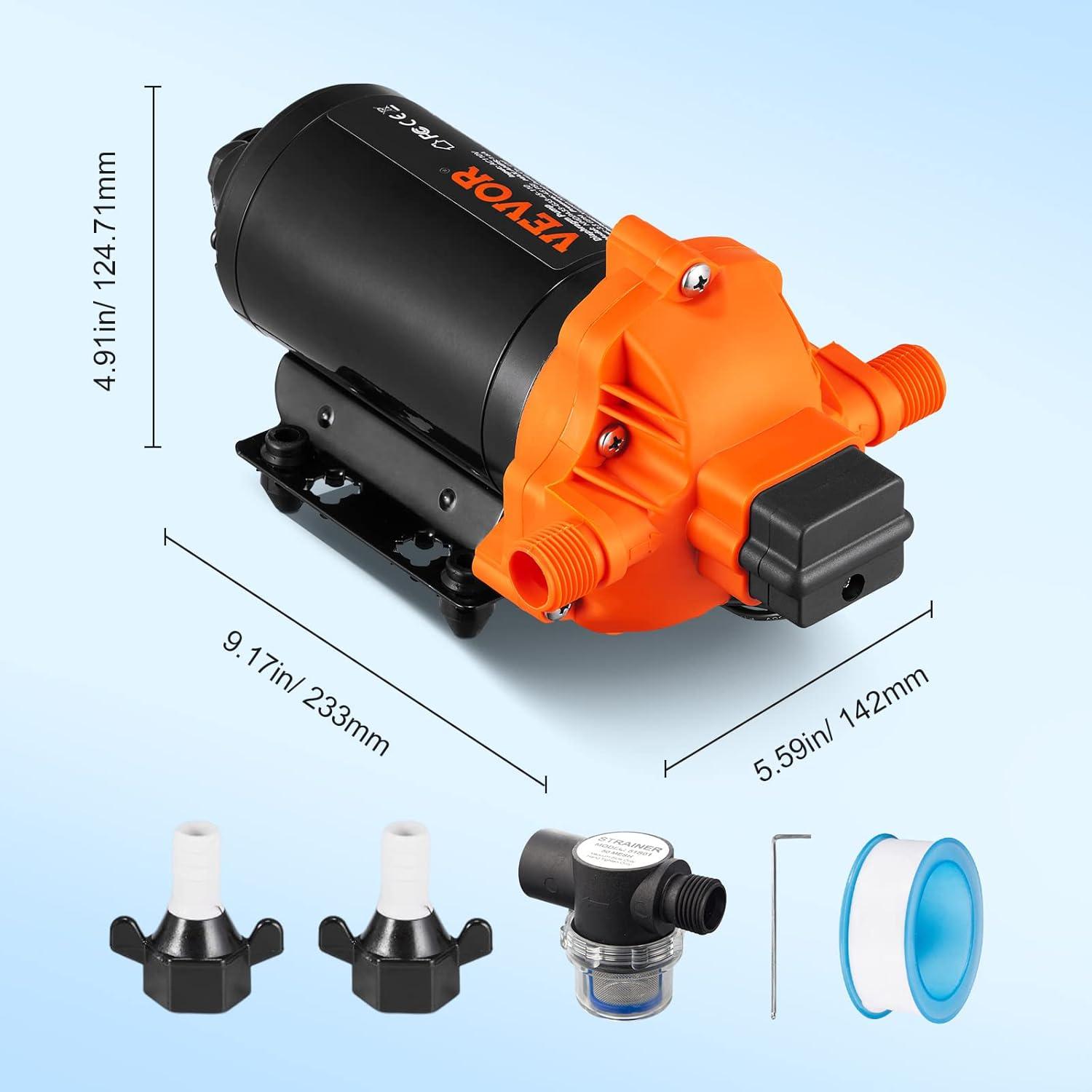 image:imageVEVOR 12V Diaphragm Pump 3 GPM 1136 Lmin 3Chamber 12 Volt DC Water Pump with Automatic Pressure Switch 40100 PSI Adjustable 50 PSI 12 MNPT Port for RV Yacht Food Truck Camper Marine110V 33GPM 45PSI