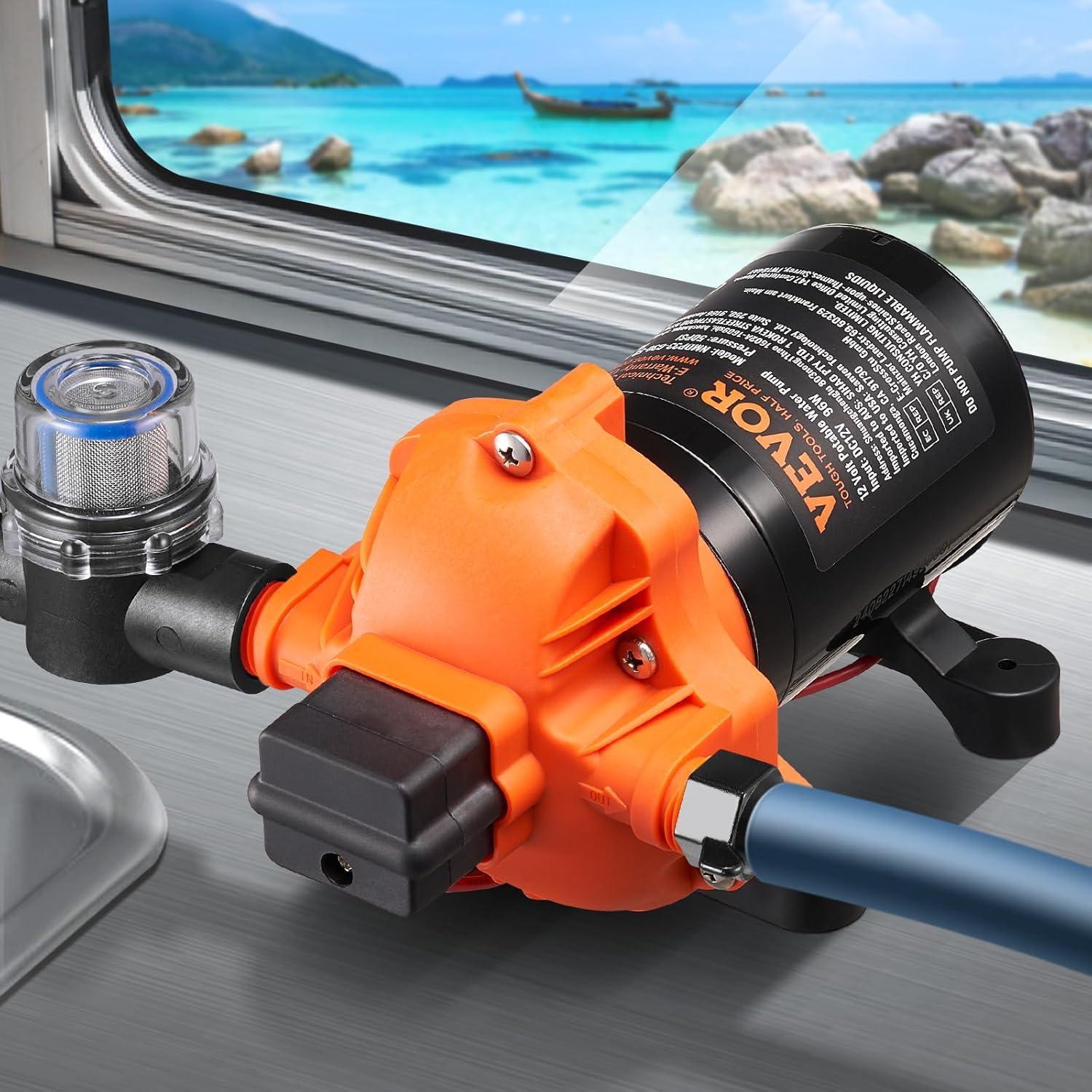 image:imageVEVOR 12V Diaphragm Pump 3 GPM 1136 Lmin 3Chamber 12 Volt DC Water Pump with Automatic Pressure Switch 40100 PSI Adjustable 50 PSI 12 MNPT Port for RV Yacht Food Truck Camper Marine12V 30GPM 50PSI