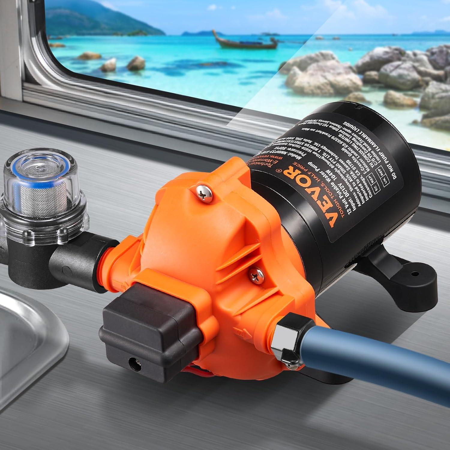 image:imageVEVOR 12V Diaphragm Pump 3 GPM 1136 Lmin 3Chamber 12 Volt DC Water Pump with Automatic Pressure Switch 40100 PSI Adjustable 50 PSI 12 MNPT Port for RV Yacht Food Truck Camper Marine12V 35GPM 50PSIAdjustable