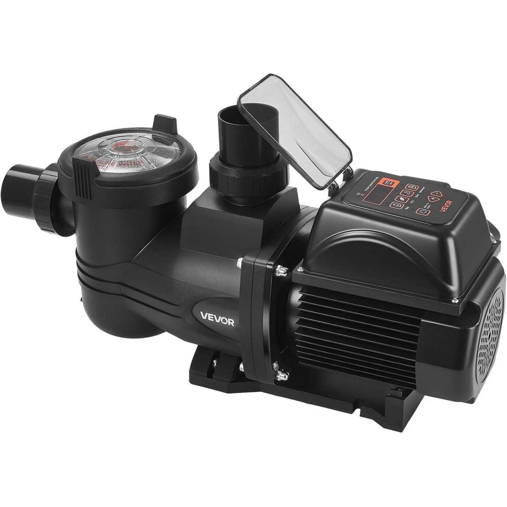 image:imageVEVOR Variable Speed Pool Pump 15 HP AC 220240V 132 GPM inAbove Swimming Pool Pump with Filter Basket Powerful Self Priming Programmable Timer for Inground and Above Ground Swimming Pool20 HP