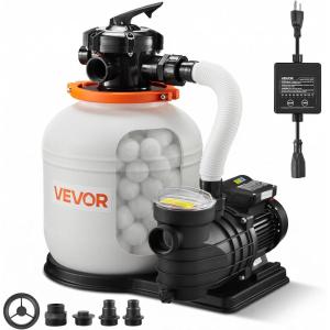 VEVOR FlashPure Sand Filter Pump, 12 in for Above Ground Pool, 0.5 HP 3000 GPH, Swimming Pool Filter System with Timer, 6X Faster Filtration, Media Installed, Leak-Resistant, Ready to Use Out of Box(14 inch  0.75 HP  3500 GPH)