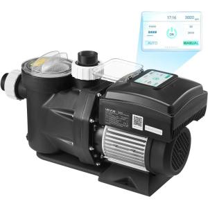 VEVOR Variable Speed Pool Pump, 1.5 HP, AC 220-240V, 115 GPM, In/Above Swimming Pool Pump with Filter Basket, Powerful Self Priming, Programmable Timer, for Inground and Above Ground Swimming Pool(3.0 HP)