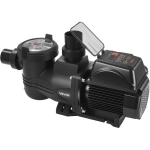 VEVOR Variable Speed Pool Pump, 1.5 HP, AC 220-240V, 132 GPM, in/Above Swimming Pool Pump with Filter Basket, Powerful Self Priming, Programmable Timer, for Inground and Above Ground Swimming Pool(1.5 HP)