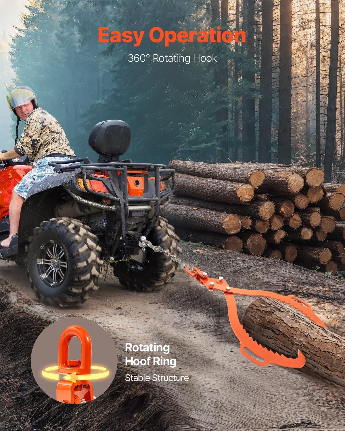 image:imageVEVOR Log Lifting Tongs 36in 4 Serrated Claw Hook Log Tongs Heavy Duty Steel Swivel Dragging Tongs 3300LBS Log Grapple with Handles Lumber Log Skidding Tongs for Tractors Trucks Forklifts ATVs2 Serrated Claw