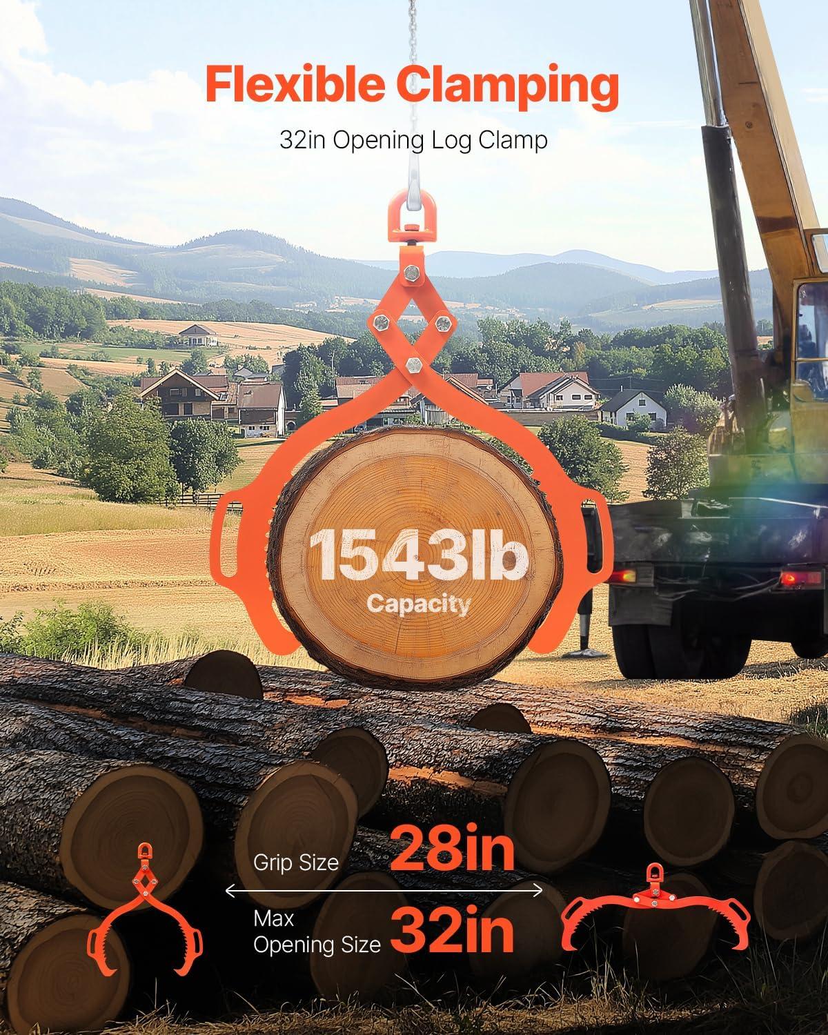 image:imageVEVOR Log Lifting Tongs 36in 4 Serrated Claw Hook Log Tongs Heavy Duty Steel Swivel Dragging Tongs 3300LBS Log Grapple with Handles Lumber Log Skidding Tongs for Tractors Trucks Forklifts ATVs2 Serrated Claw