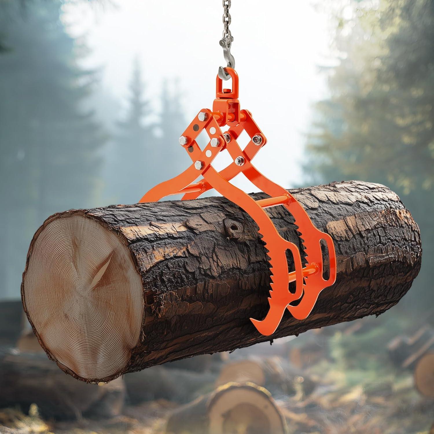 image:imageVEVOR Log Lifting Tongs 36in 4 Serrated Claw Hook Log Tongs Heavy Duty Steel Swivel Dragging Tongs 3300LBS Log Grapple with Handles Lumber Log Skidding Tongs for Tractors Trucks Forklifts ATVs4 Serrated Claw