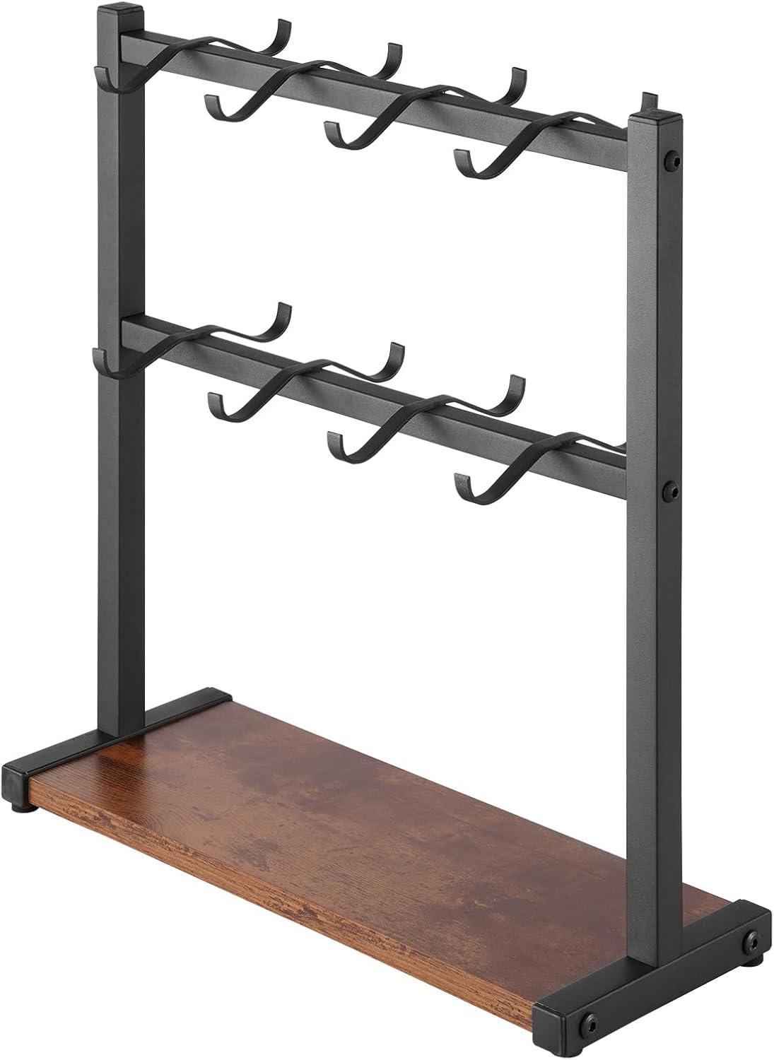 image:imageVEVOR 2 Tier Coffee Bar Organizer for Countertop Multifunctional Mug Holder and Coffee Station 12 Movable Hooks and 2 Shelves for Coffee Accessories Storage and Display Home Office Matte Black16 HooksWood Mug