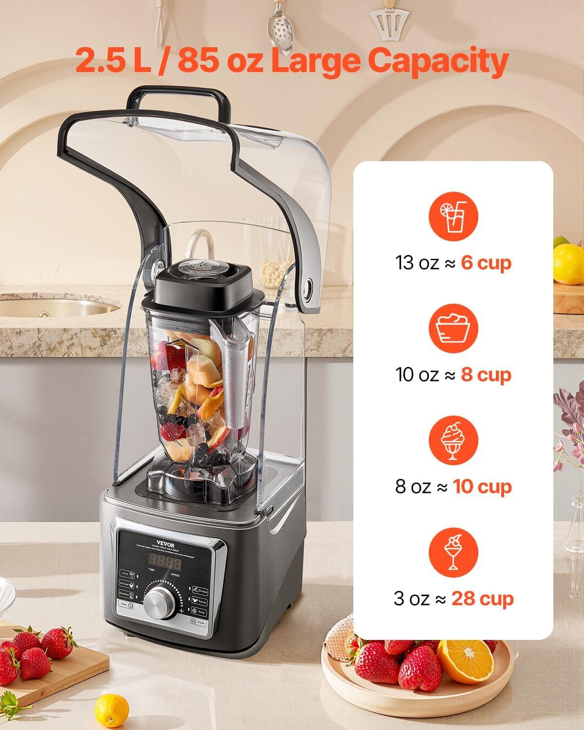 image:imageVEVOR Professional Blender for Smoothies 85 oz 1400Wwith Powerful Motor MultiFunctional Food Processing for SmoothieMilkshakeJuice Fits for Kitchen25 L 85 oz