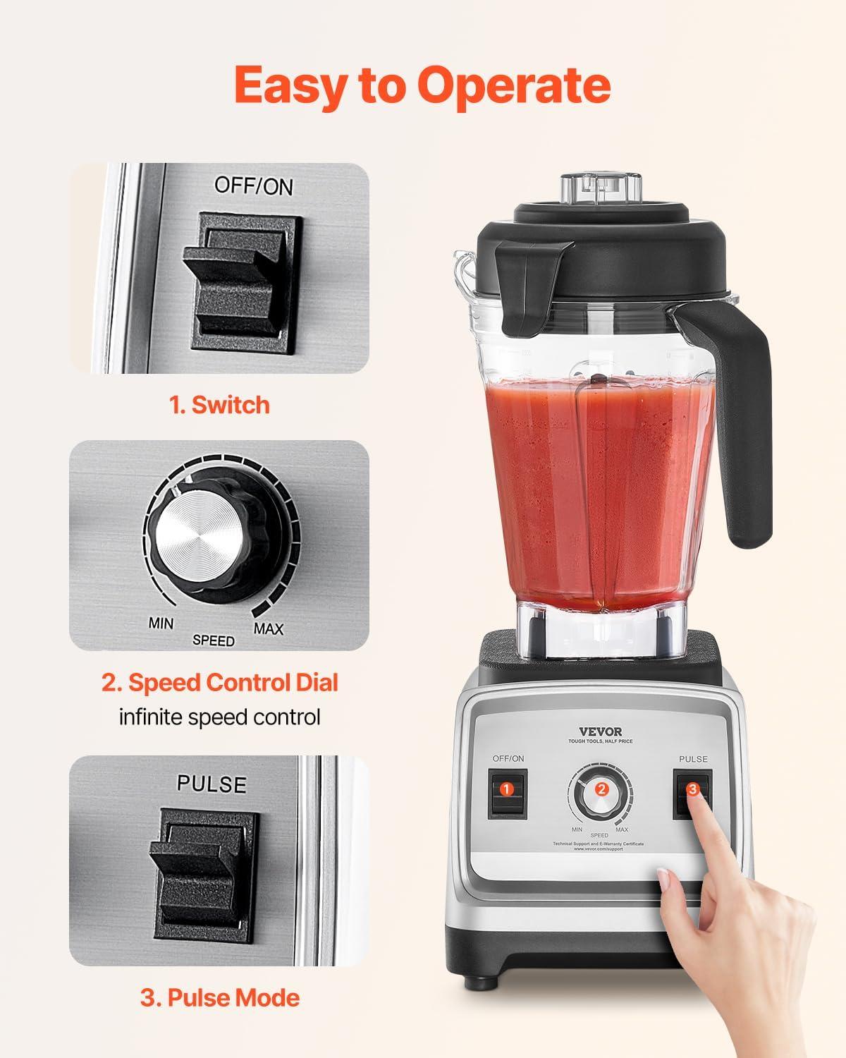 image:imageVEVOR Professional Blender for Smoothies 85 oz 1400Wwith Powerful Motor MultiFunctional Food Processing for SmoothieMilkshakeJuice Fits for Kitchen25 L 85 oz