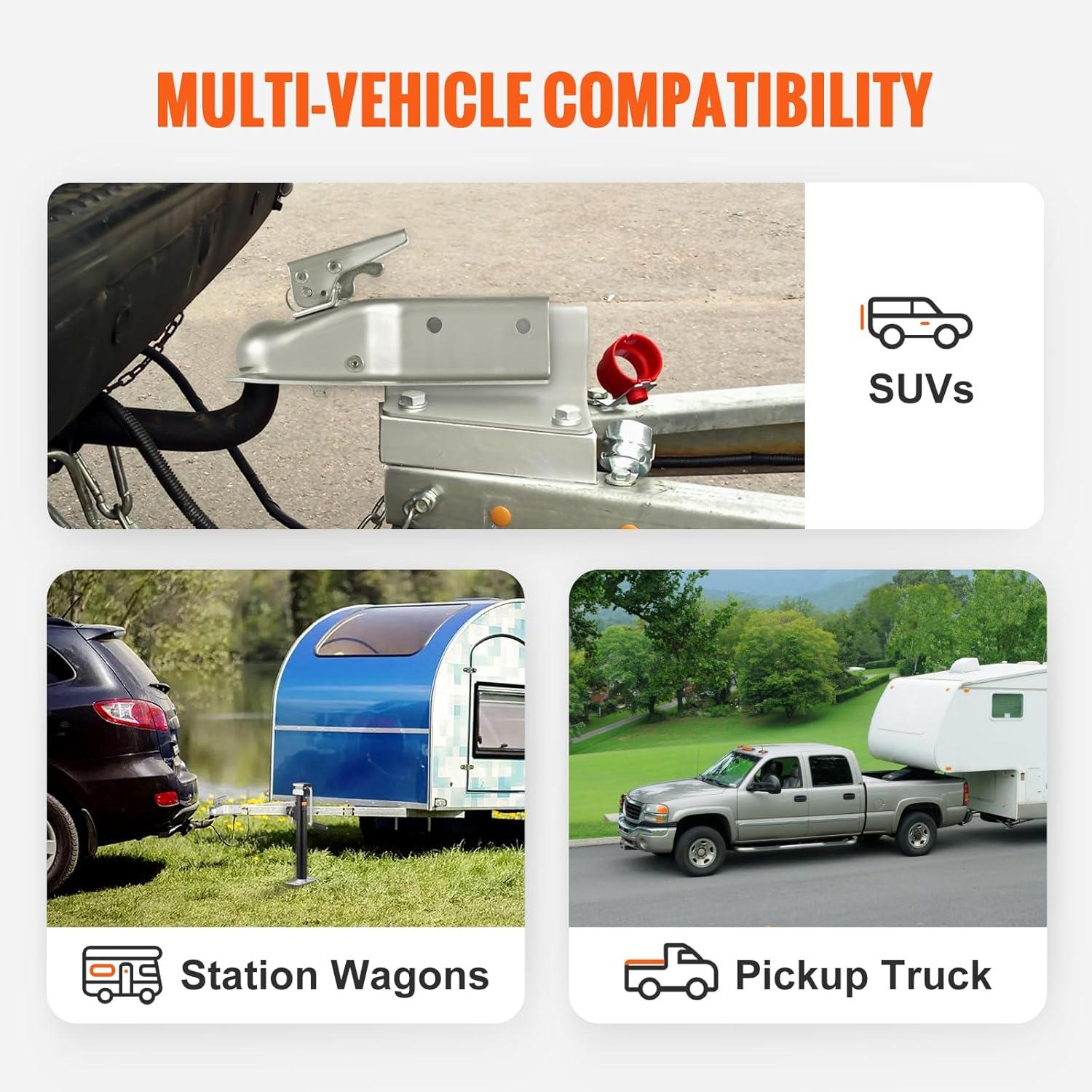 image:imageVEVOR Straight Trailer Coupler for 2Inch Hitch Ball 3Inch Channel 5000 lbs Capacity Heavy Duty Trailer Tongue Coupler Ideal for Towing Station Wagons Pickup Trucks SUVs Zinc Plated Surface2 3