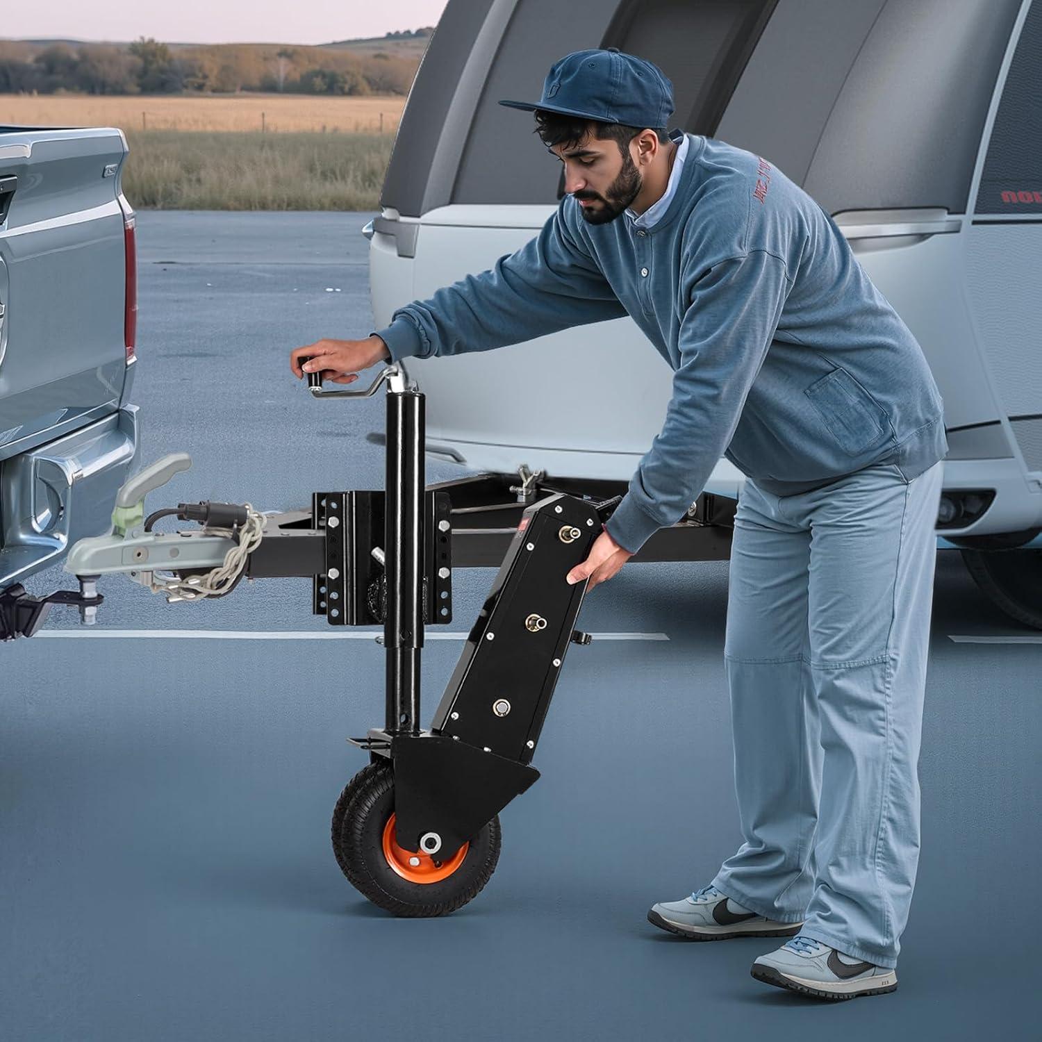 image:imageVEVOR Trailer Dolly 500lbs Tongue Weight Capacity 13 inch232 inch Height Adjustable Trailer Mover Dolly 9inch Pneumatic Rubber Tire Manual or Electric Wrench Drive for Moving RV Trailer