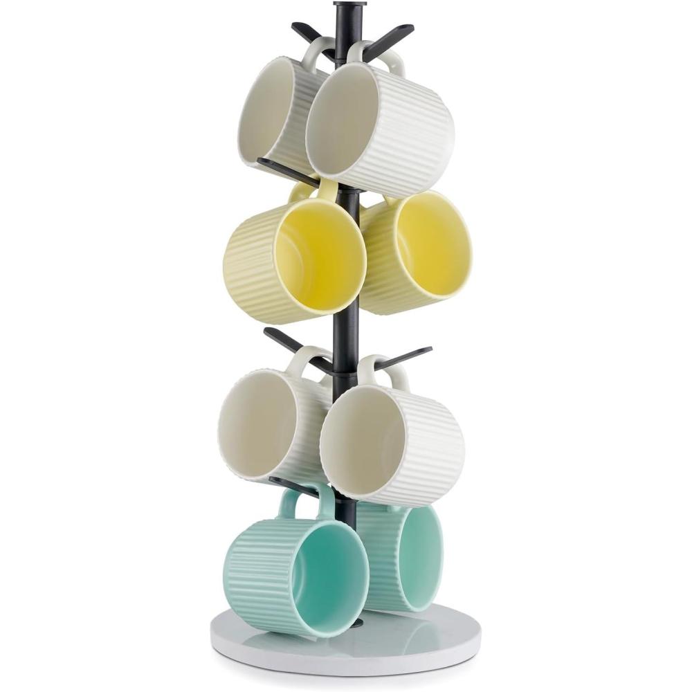 image:imageVEVOR 2 Tier Coffee Bar Organizer for Countertop Multifunctional Mug Holder and Coffee Station 12 Movable Hooks and 2 Shelves for Coffee Accessories Storage and Display Home Office Matte Black8 HooksTree