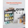 VEVOR 2 Tier Coffee Bar Organizer for Countertop, Multifunctional Mug Holder and Coffee Station, 12 Movable Hooks and 2 Shelves for Coffee Accessories Storage and Display, Home Office (Matte Black)(12 Hooks-Wall Mounted)